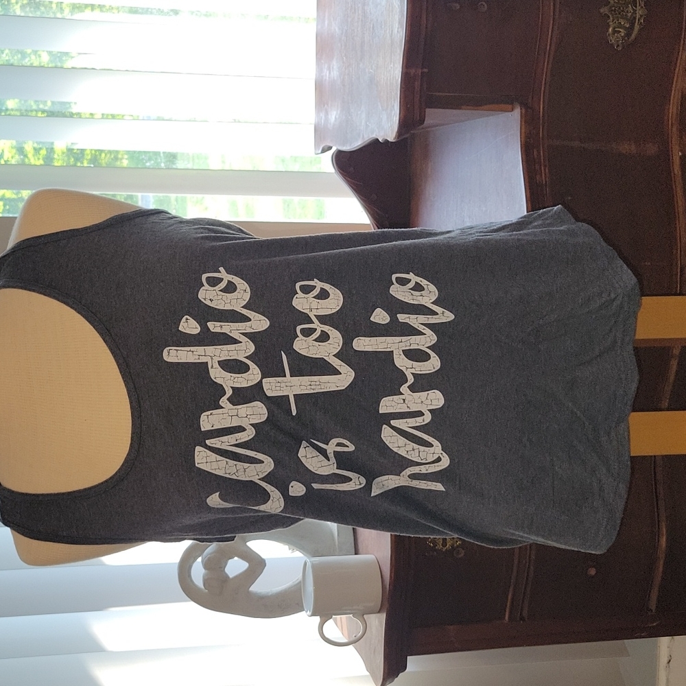 RACER back tank top athletic wear workout gray cardio